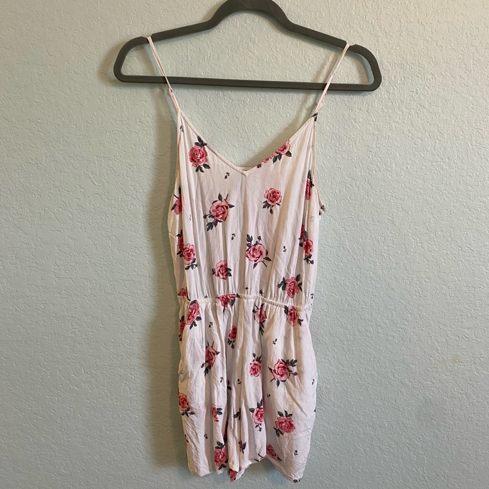 White + Pink Floral Romper